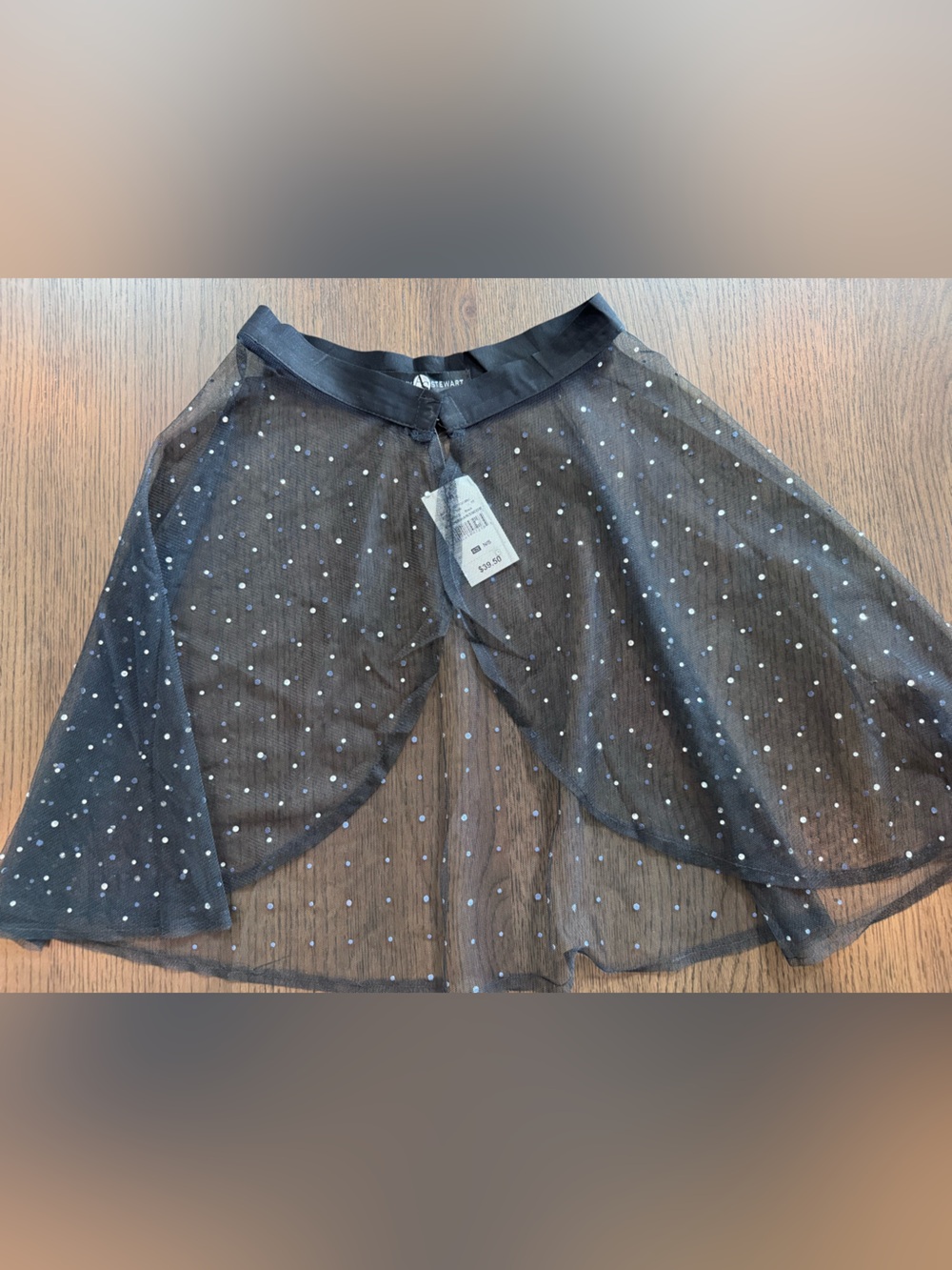 NWT Ashley Stewart Sheer Black Diamond Studded Dance Skirt - One Size
